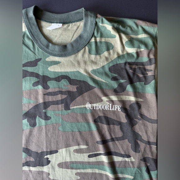 Vintage 80's Outdoor Life Magazine Camoflauge T-Shirt - Size LARGE - Picture 2 of 6